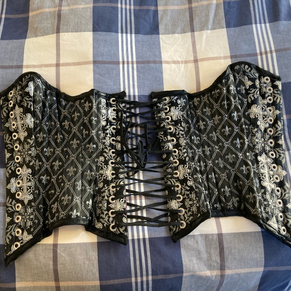 Bustier corset - reversible black silver purple size 0 2 4 - Picture 3 of 4